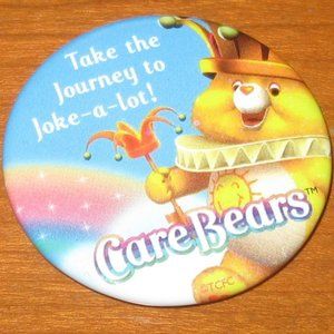 Care Bears Pinback Button Take the Journey to Joke-a-lot Badge